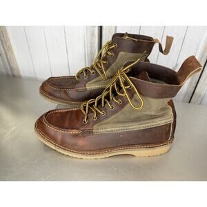 Red Wing 3335 Canvas & Leather Boots Lace Up Size 9 VTG USA Made